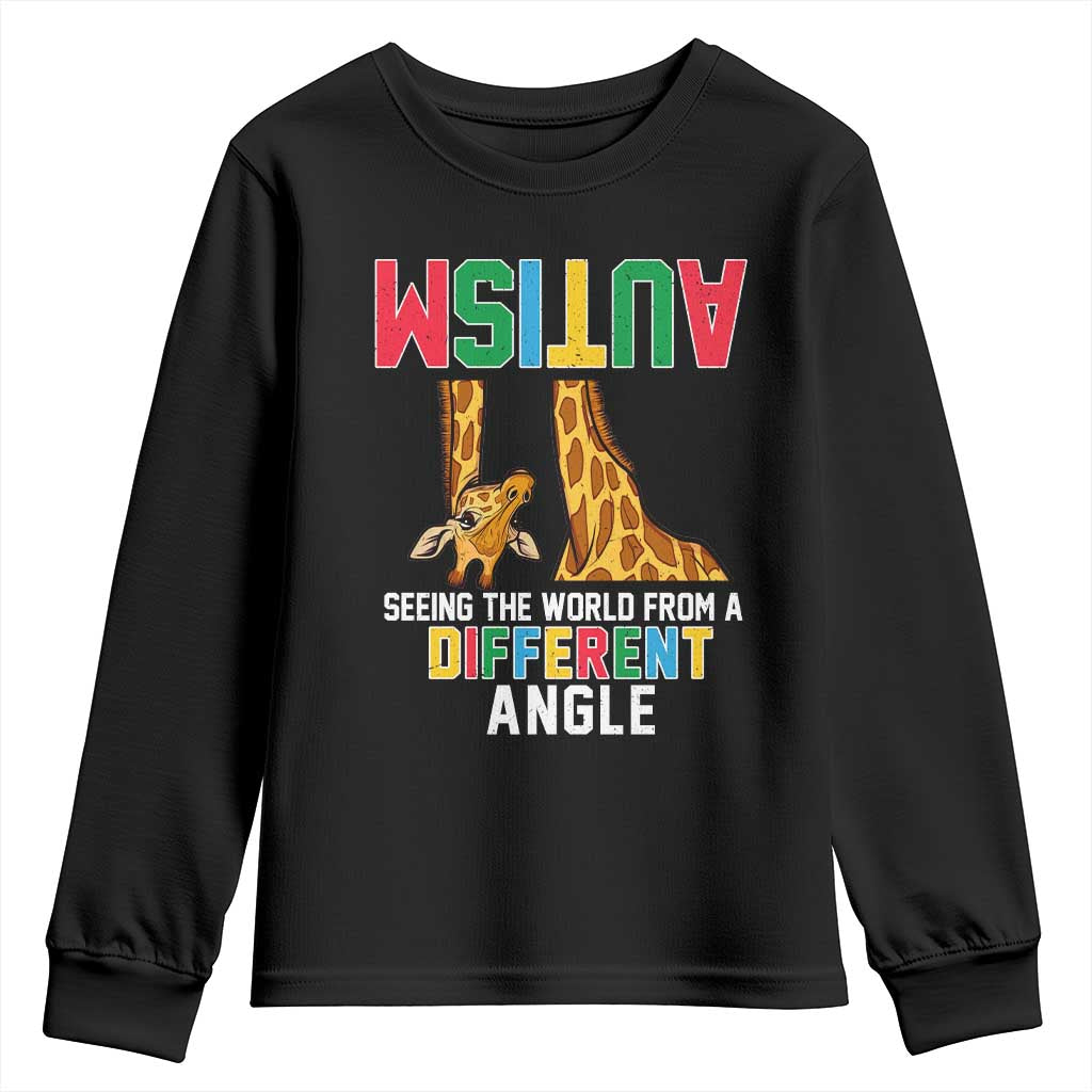 Giraffe Autism Awareness Youth Sweatshirt Seeing World Different Angle