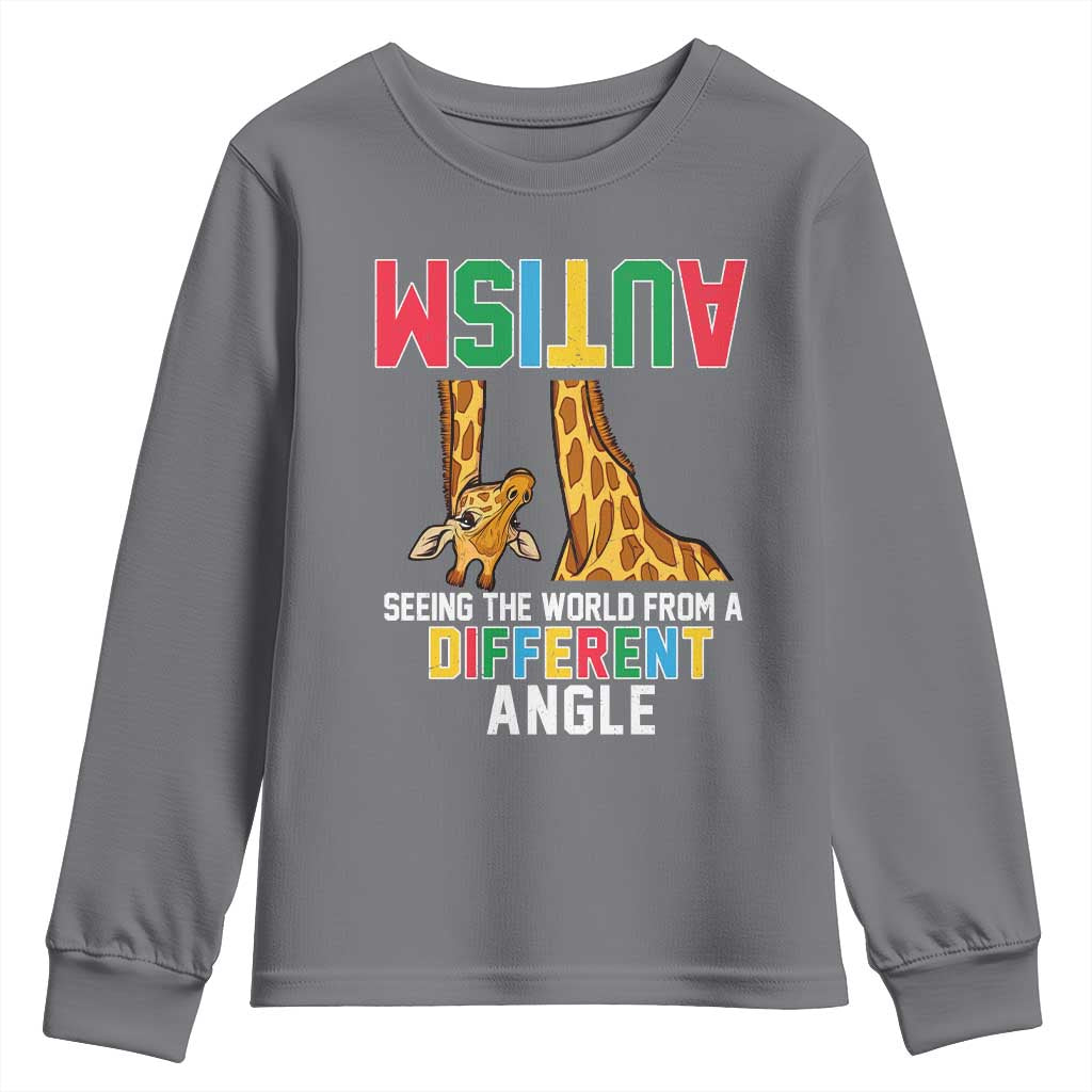 Giraffe Autism Awareness Youth Sweatshirt Seeing World Different Angle