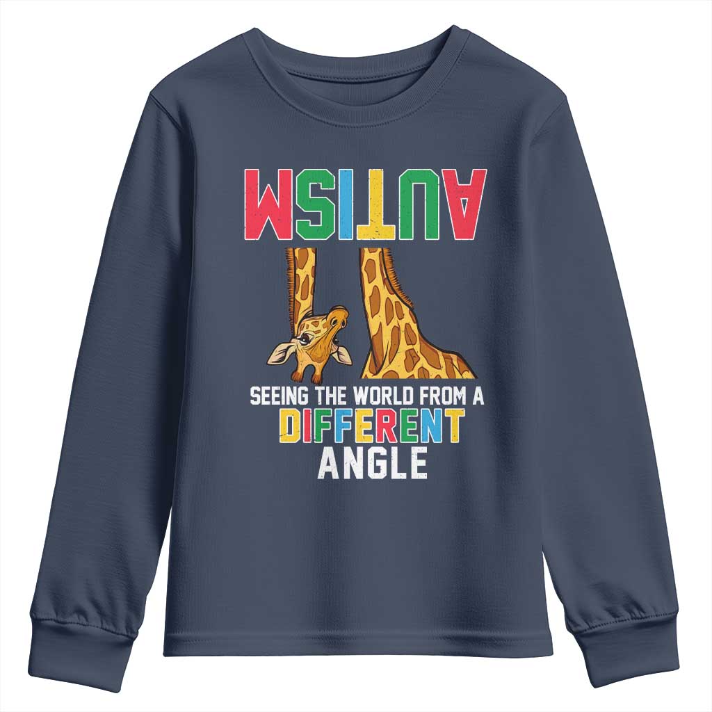 Giraffe Autism Awareness Youth Sweatshirt Seeing World Different Angle