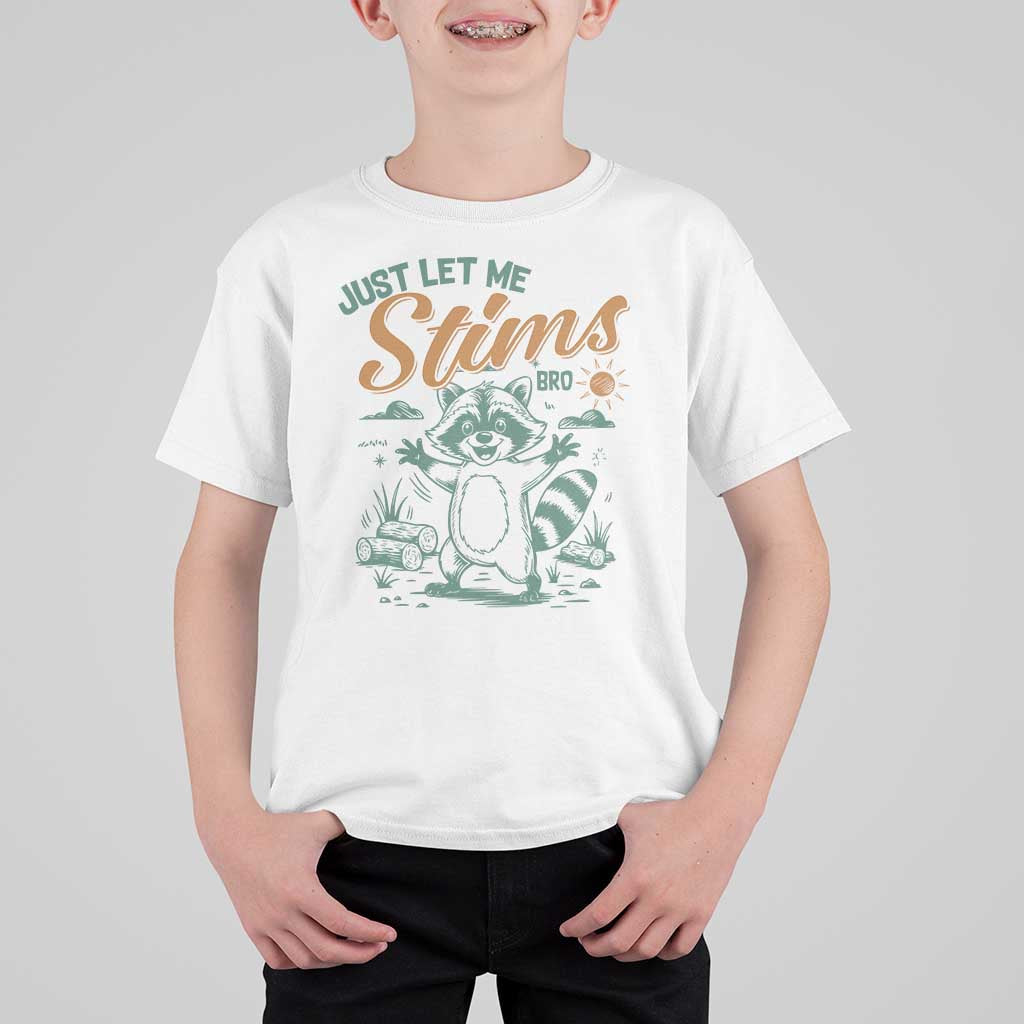 Funny Raccoon Autism Awareness T Shirt For Kid Just Let Me Stim Bro