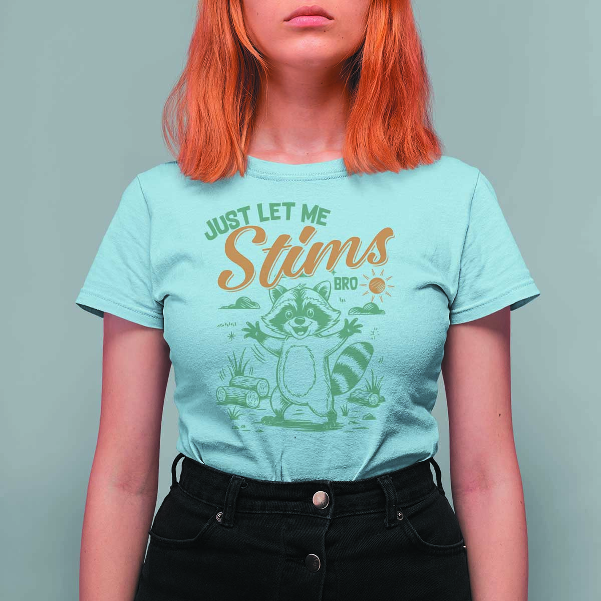 Funny Raccoon Autism Awareness T Shirt For Women Just Let Me Stim Bro