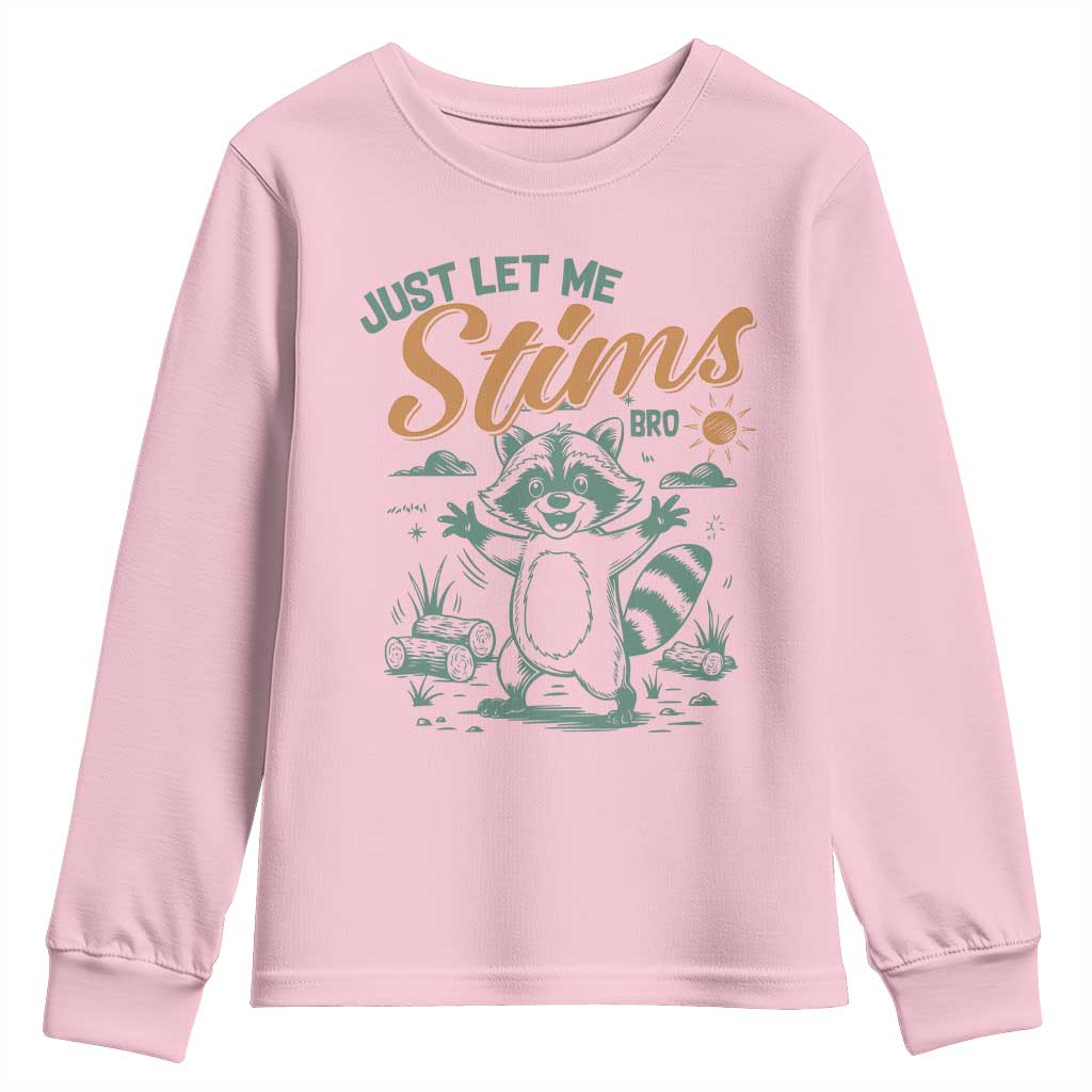 Funny Raccoon Autism Awareness Youth Sweatshirt Just Let Me Stim Bro