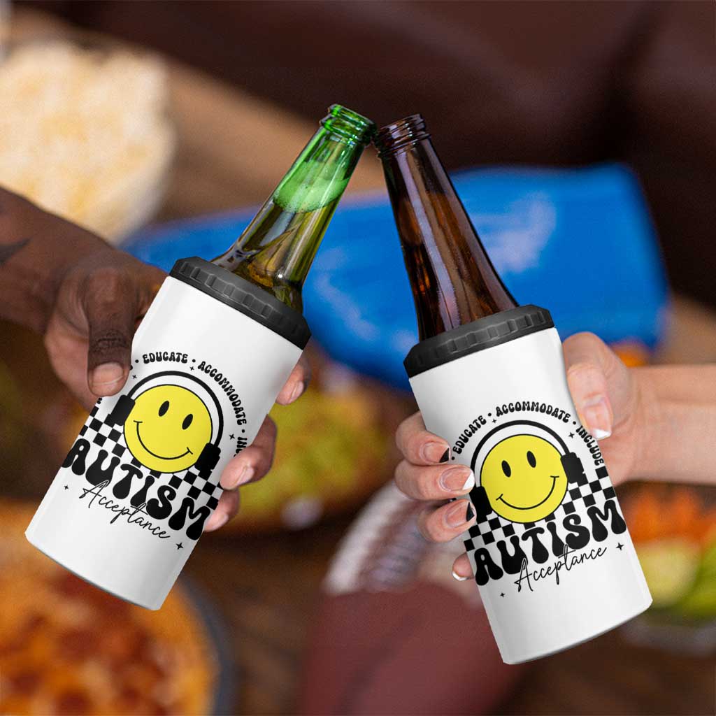 Autism Acceptance 4 in 1 Can Cooler Tumbler Advocate Educate Accomodate Include Special Education