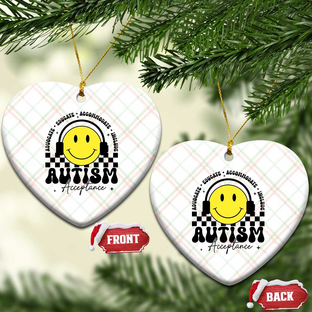 Autism Acceptance Ceramic Ornament Advocate Educate Accomodate Include Special Education - Wonder Print Shop