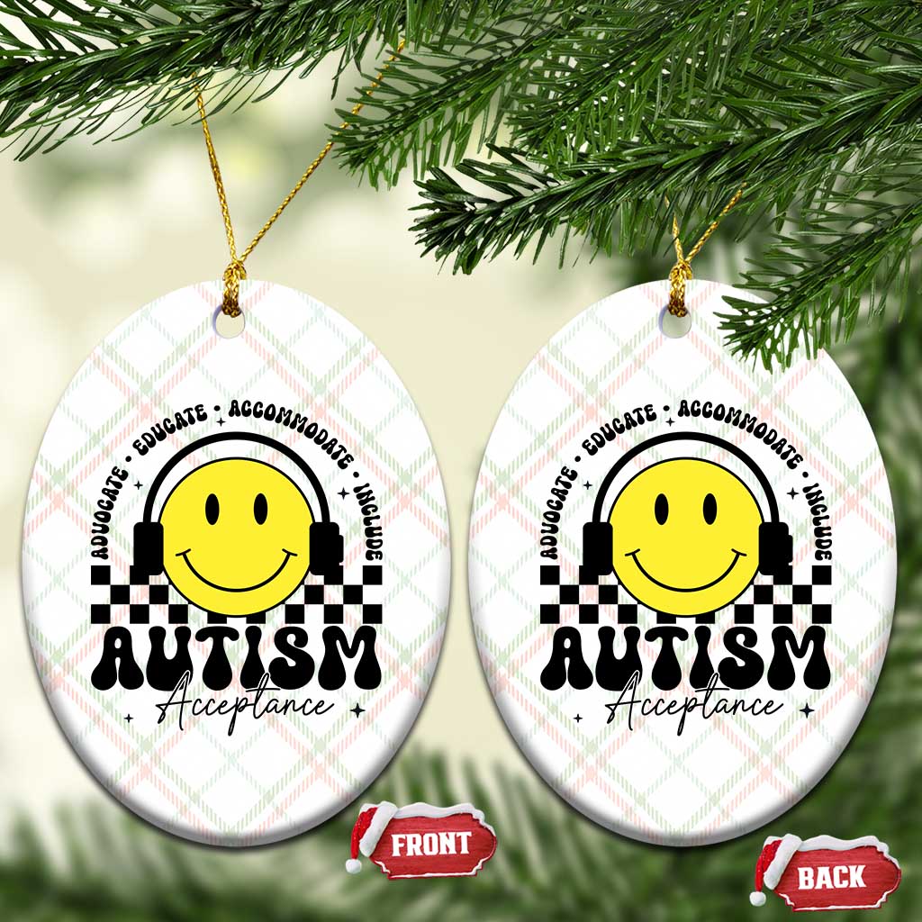 Autism Acceptance Ceramic Ornament Advocate Educate Accomodate Include Special Education - Wonder Print Shop