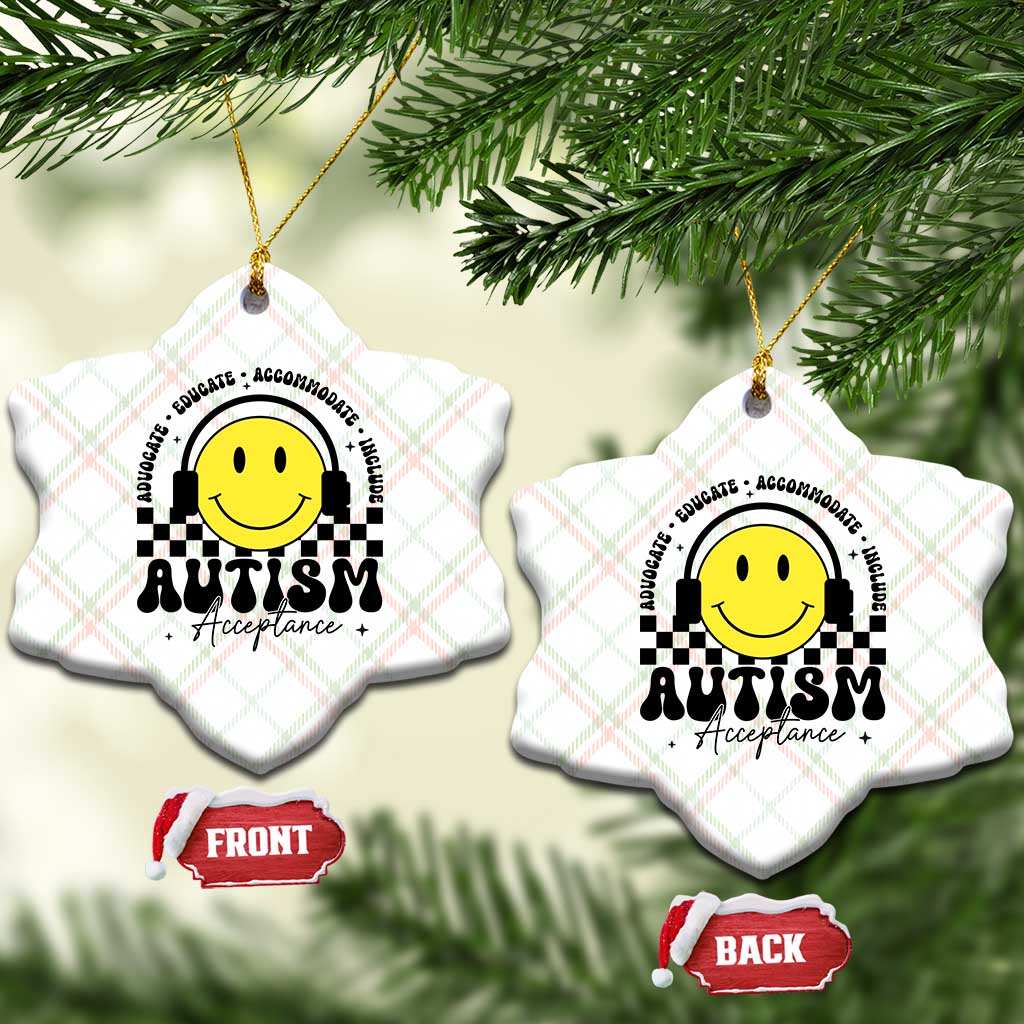 Autism Acceptance Ceramic Ornament Advocate Educate Accomodate Include Special Education - Wonder Print Shop
