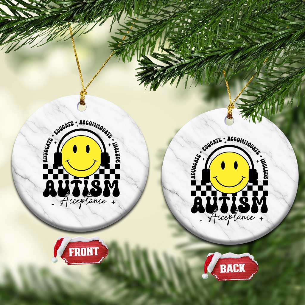 Autism Acceptance Ceramic Ornament Advocate Educate Accomodate Include Special Education - Wonder Print Shop