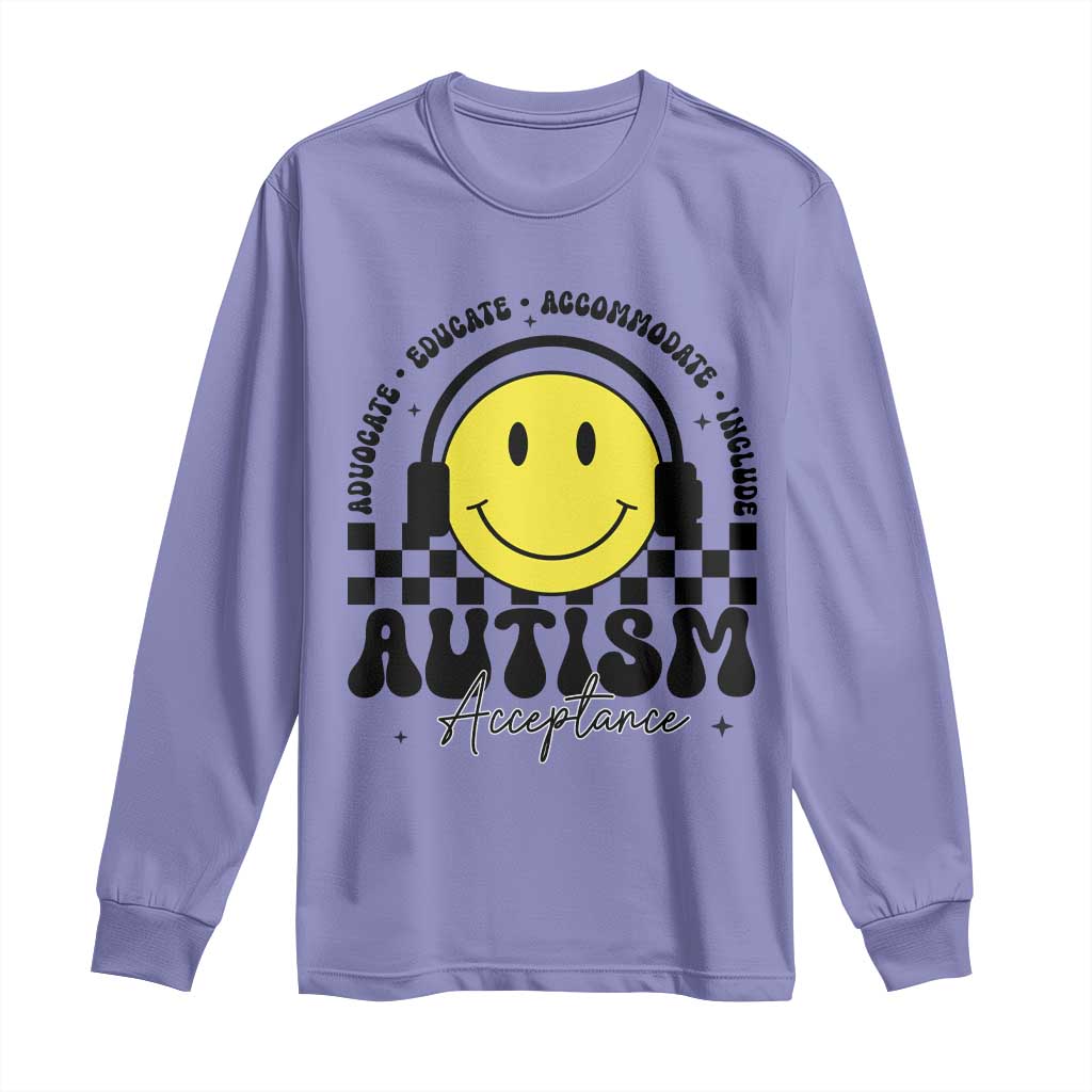 Autism Acceptance Long Sleeve Shirt Advocate Educate Accomodate Include Special Education