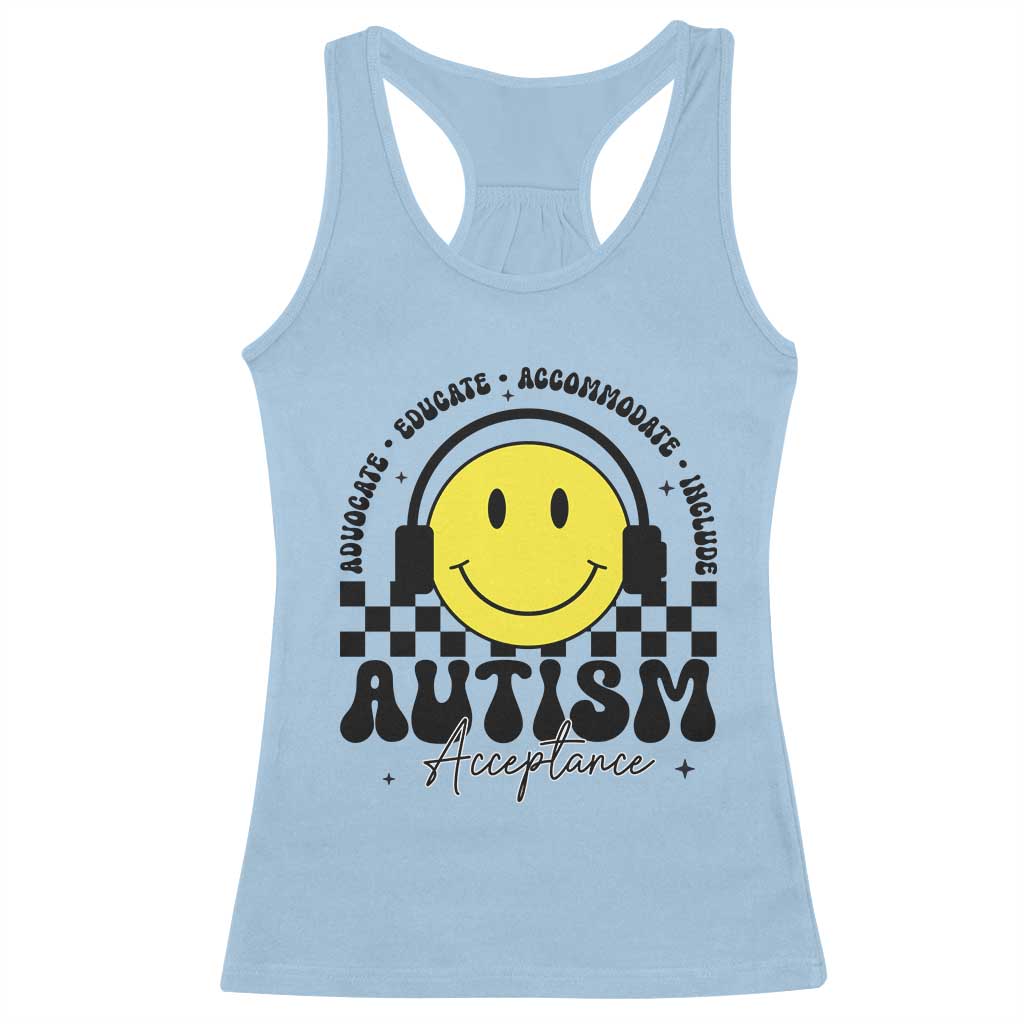 Autism Acceptance Racerback Tank Top Advocate Educate Accomodate Include Special Education