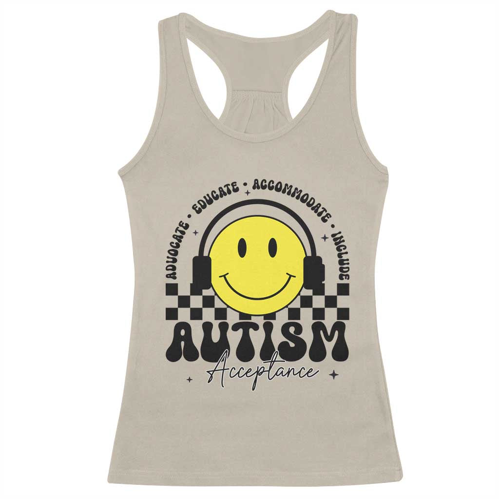 Autism Acceptance Racerback Tank Top Advocate Educate Accomodate Include Special Education