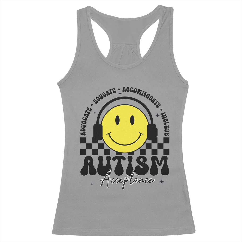 Autism Acceptance Racerback Tank Top Advocate Educate Accomodate Include Special Education