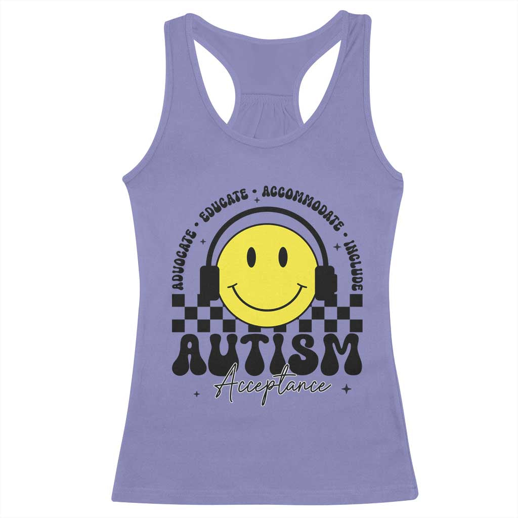 Autism Acceptance Racerback Tank Top Advocate Educate Accomodate Include Special Education