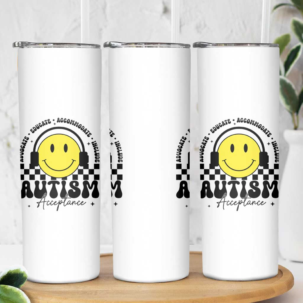 Autism Acceptance Skinny Tumbler Advocate Educate Accomodate Include Special Education