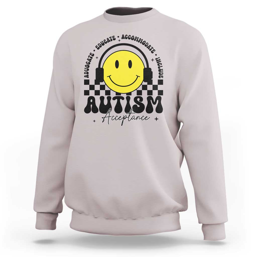 Autism Acceptance Sweatshirt Advocate Educate Accomodate Include Special Education