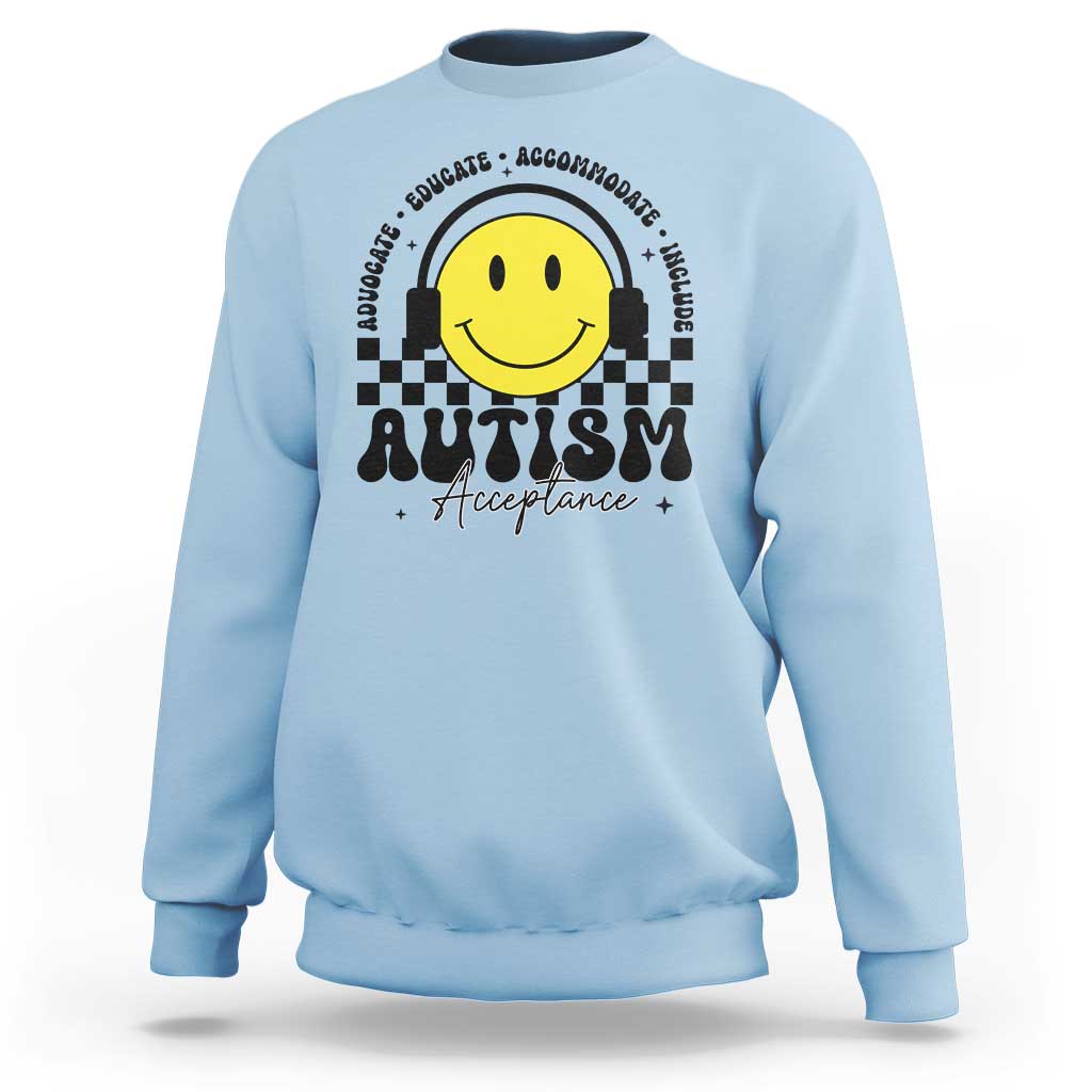 Autism Acceptance Sweatshirt Advocate Educate Accomodate Include Special Education