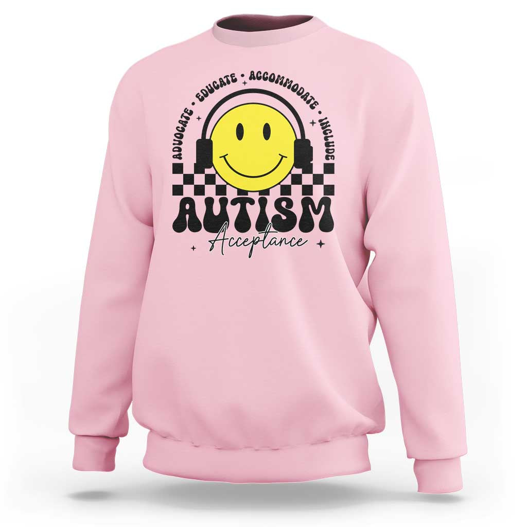 Autism Acceptance Sweatshirt Advocate Educate Accomodate Include Special Education