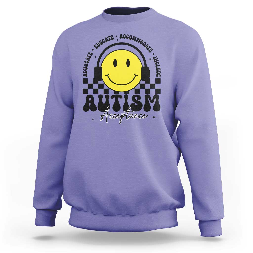 Autism Acceptance Sweatshirt Advocate Educate Accomodate Include Special Education