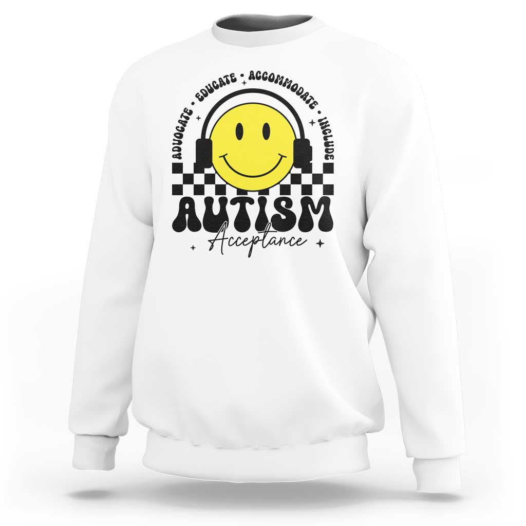 Autism Acceptance Sweatshirt Advocate Educate Accomodate Include Special Education
