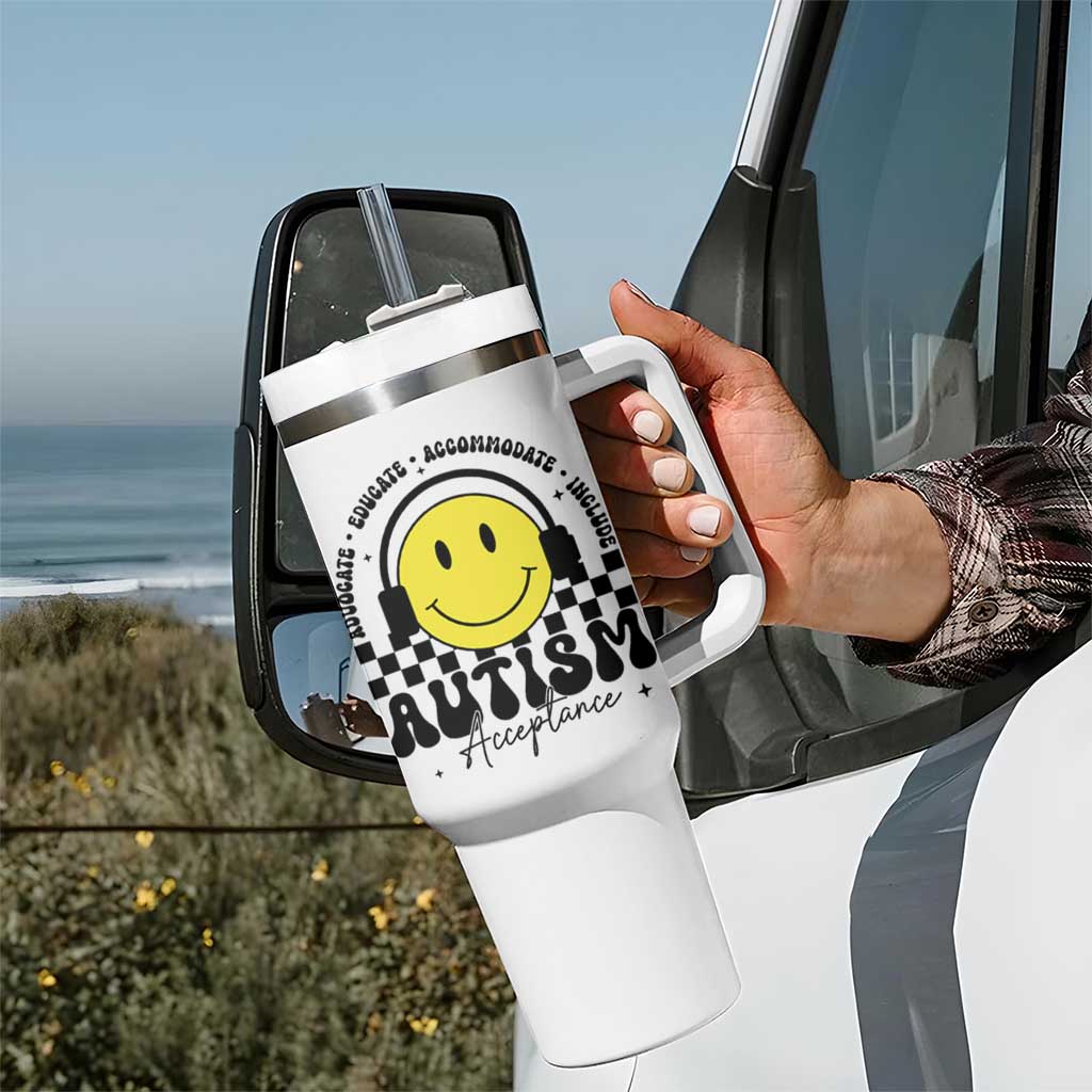 Autism Acceptance Tumbler With Handle Advocate Educate Accomodate Include Special Education