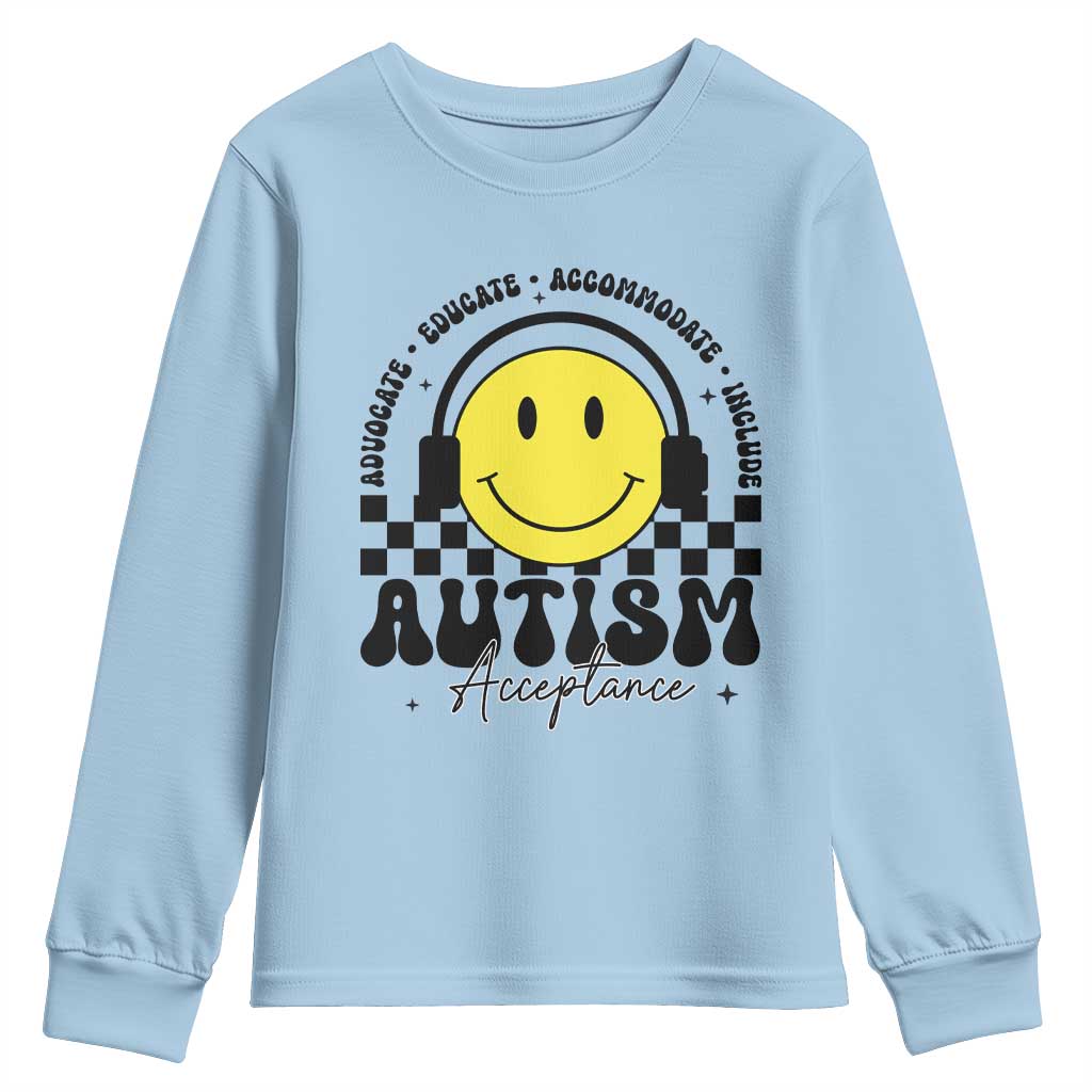 Autism Acceptance Youth Sweatshirt Advocate Educate Accomodate Include Special Education