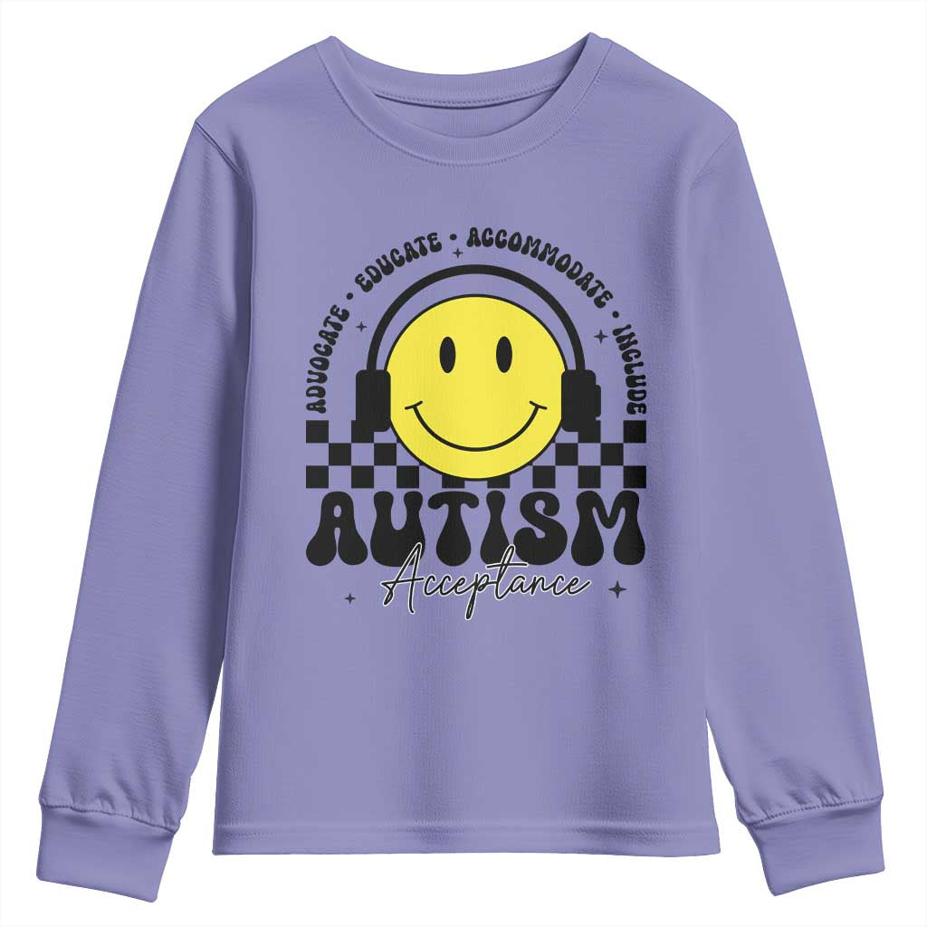 Autism Acceptance Youth Sweatshirt Advocate Educate Accomodate Include Special Education
