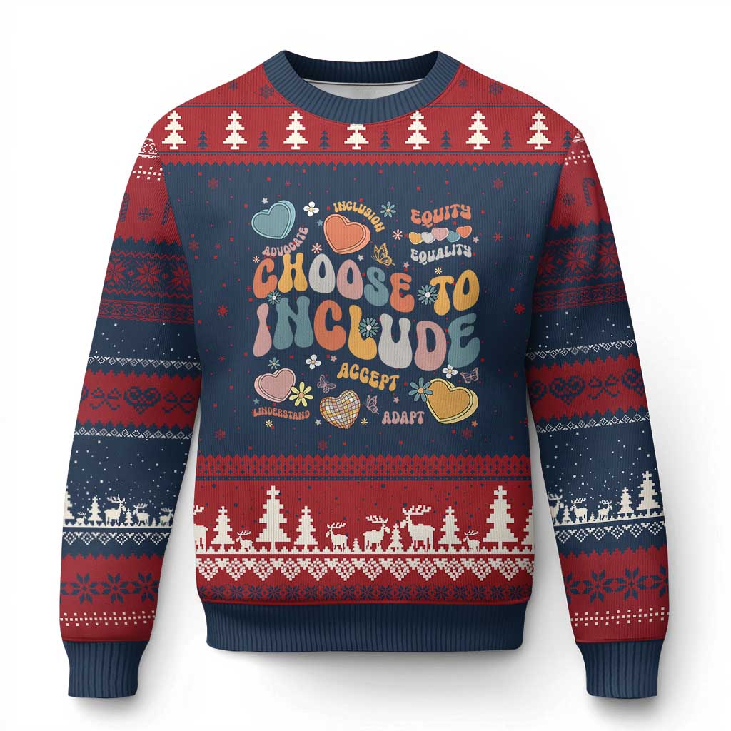 Autism Acceptance Ugly Christmas Sweater Choose To Include Inclusion Matters - Wonder Print Shop