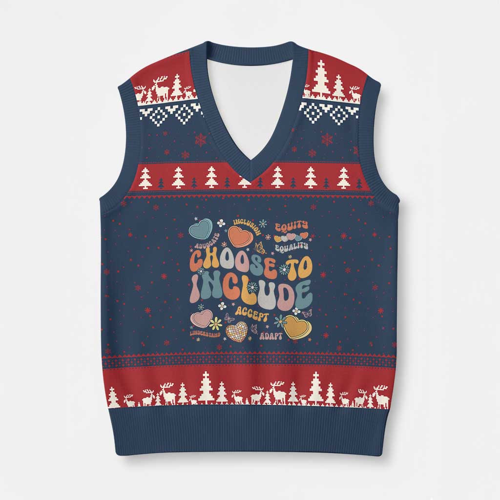 Autism Acceptance V-Neck Knit Sweater Vest Choose To Include Inclusion Matters - Wonder Print Shop