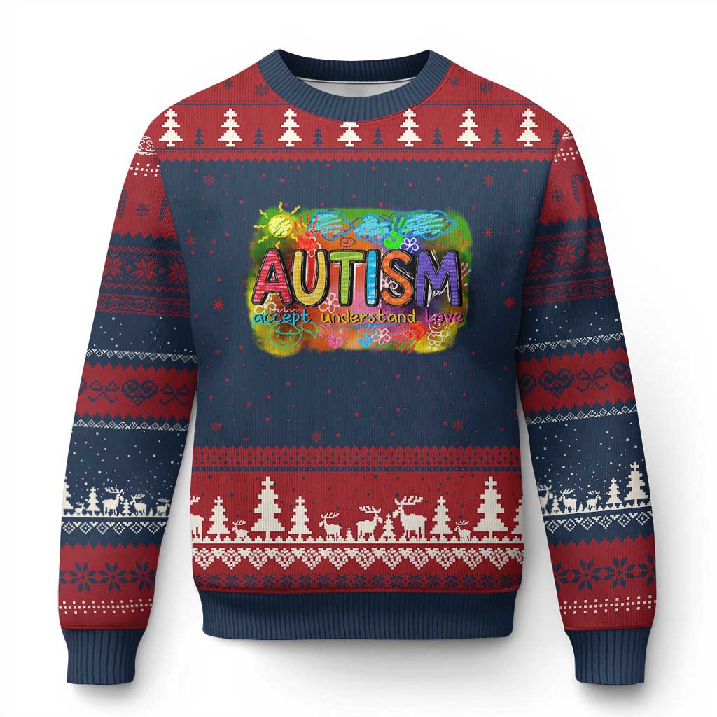 Autism Acceptance Ugly Christmas Sweater Accept Understand Love Autistic Support - Wonder Print Shop