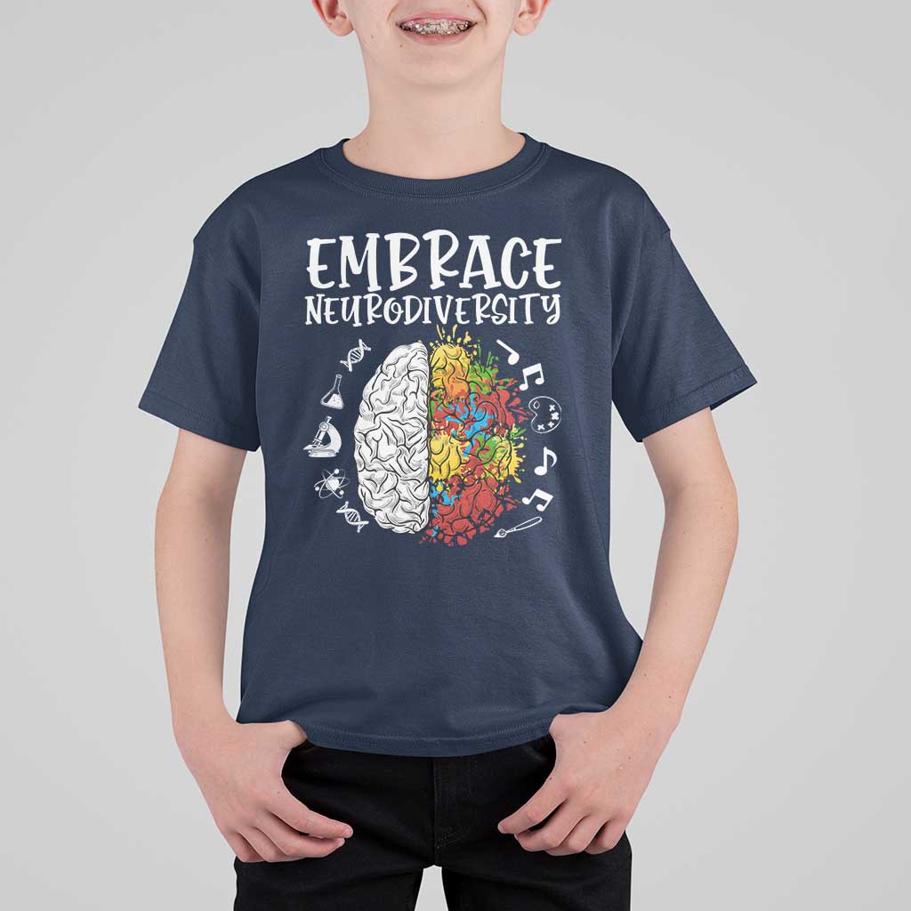 Embrace Neurodiversity T Shirt For Kid Autism Awareness ASD ADHD Acceptance