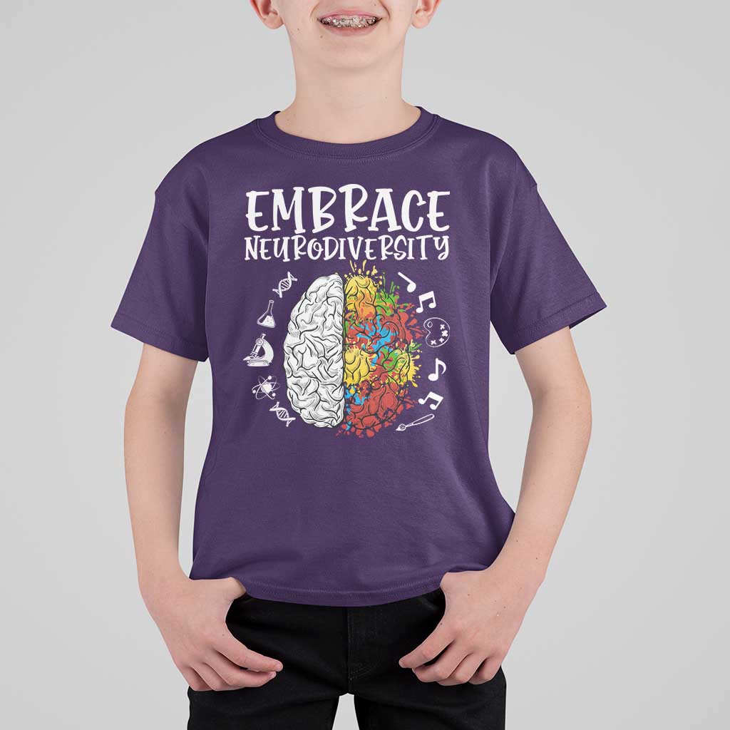 Embrace Neurodiversity T Shirt For Kid Autism Awareness ASD ADHD Acceptance