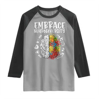 Embrace Neurodiversity Raglan Shirt Autism Awareness ASD ADHD Acceptance