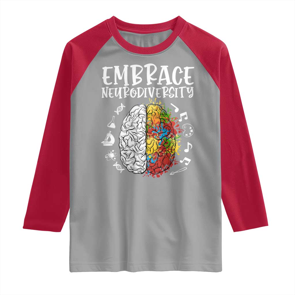 Embrace Neurodiversity Raglan Shirt Autism Awareness ASD ADHD Acceptance