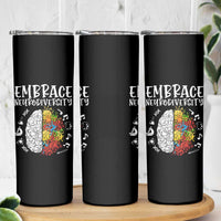 Embrace Neurodiversity Skinny Tumbler Autism Awareness ASD ADHD Acceptance