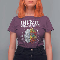 Embrace Neurodiversity T Shirt For Women Autism Awareness ASD ADHD Acceptance