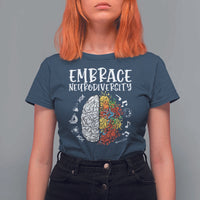 Embrace Neurodiversity T Shirt For Women Autism Awareness ASD ADHD Acceptance