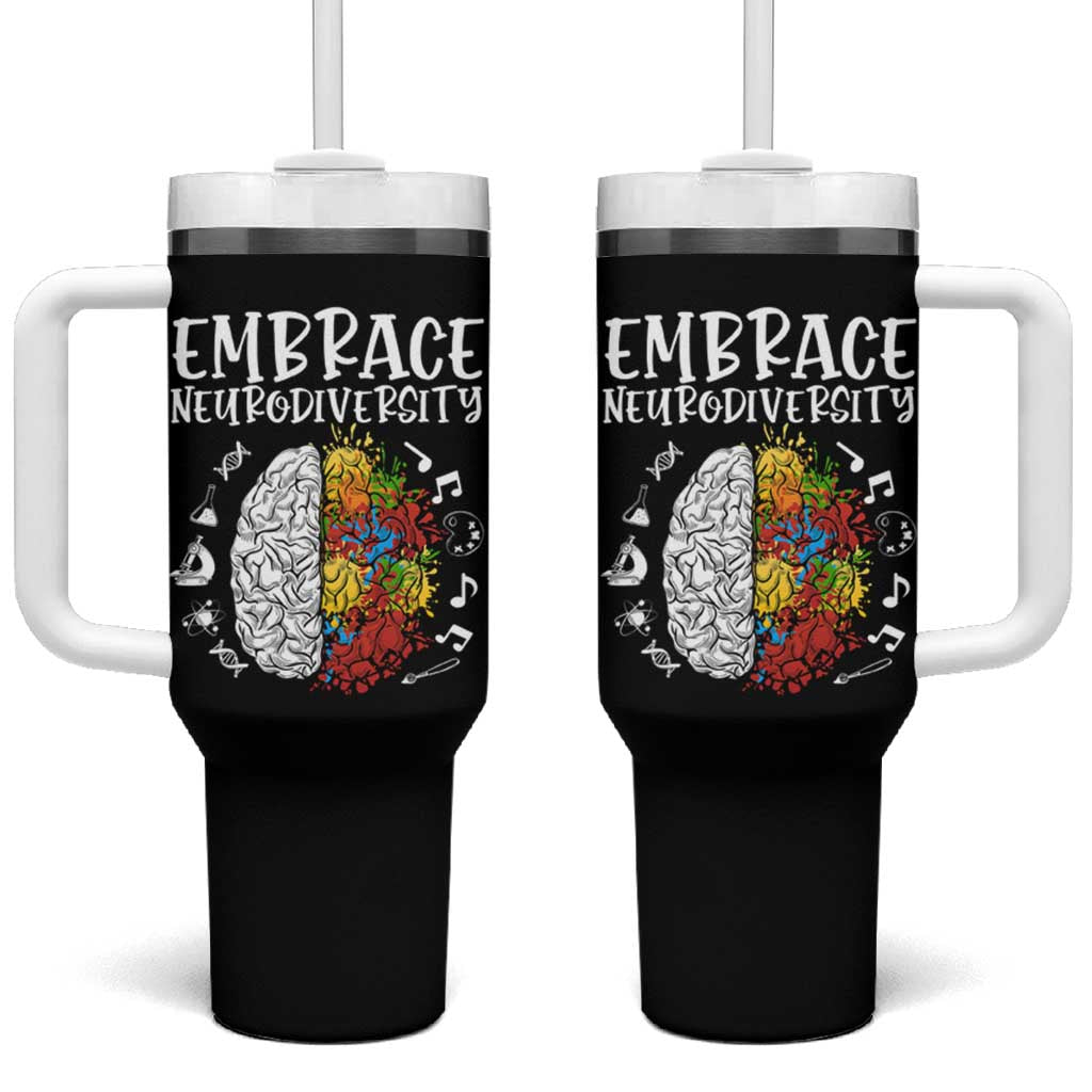 Embrace Neurodiversity Tumbler With Handle Autism Awareness ASD ADHD Acceptance