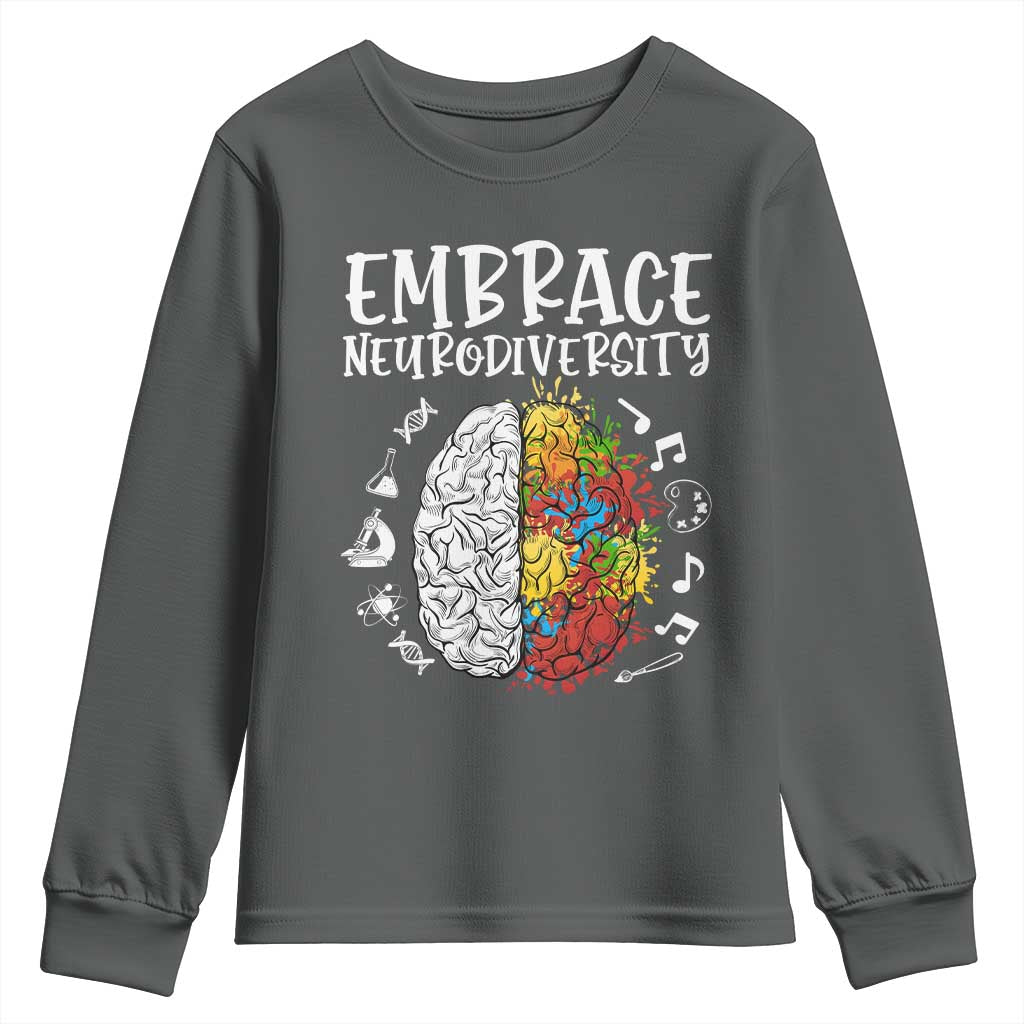 Embrace Neurodiversity Youth Sweatshirt Autism Awareness ASD ADHD Acceptance