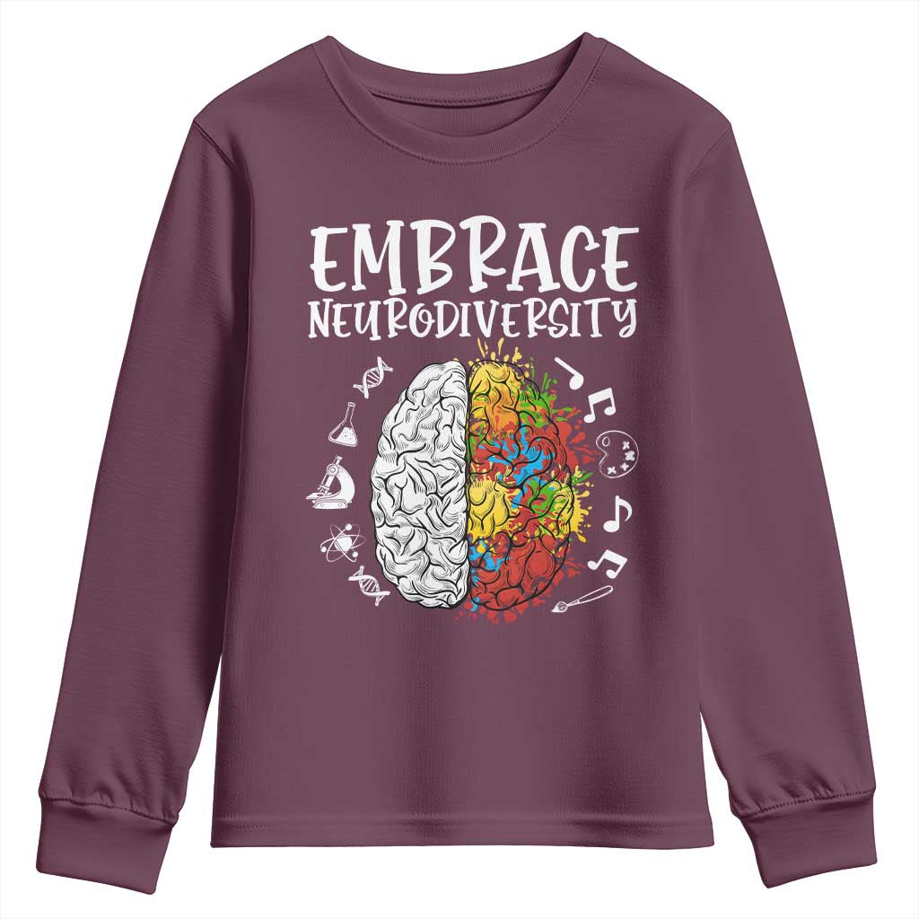 Embrace Neurodiversity Youth Sweatshirt Autism Awareness ASD ADHD Acceptance