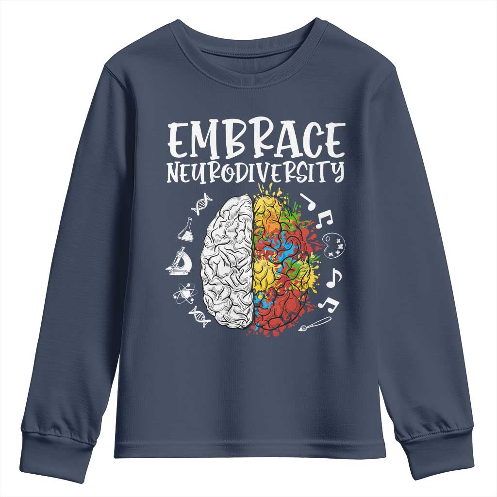 Embrace Neurodiversity Youth Sweatshirt Autism Awareness ASD ADHD Acceptance