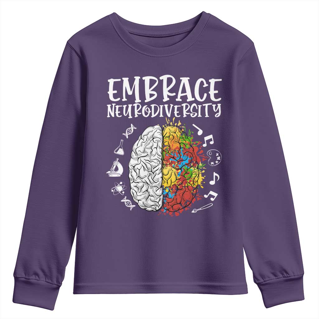 Embrace Neurodiversity Youth Sweatshirt Autism Awareness ASD ADHD Acceptance