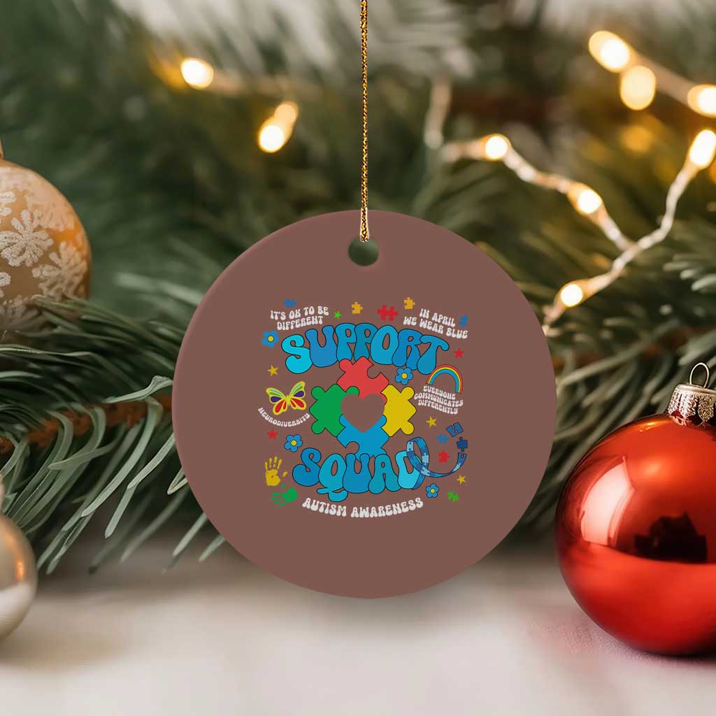 Autism Awareness Support Squad Ceramic Ornament In April We Wear Blue - Wonder Print Shop