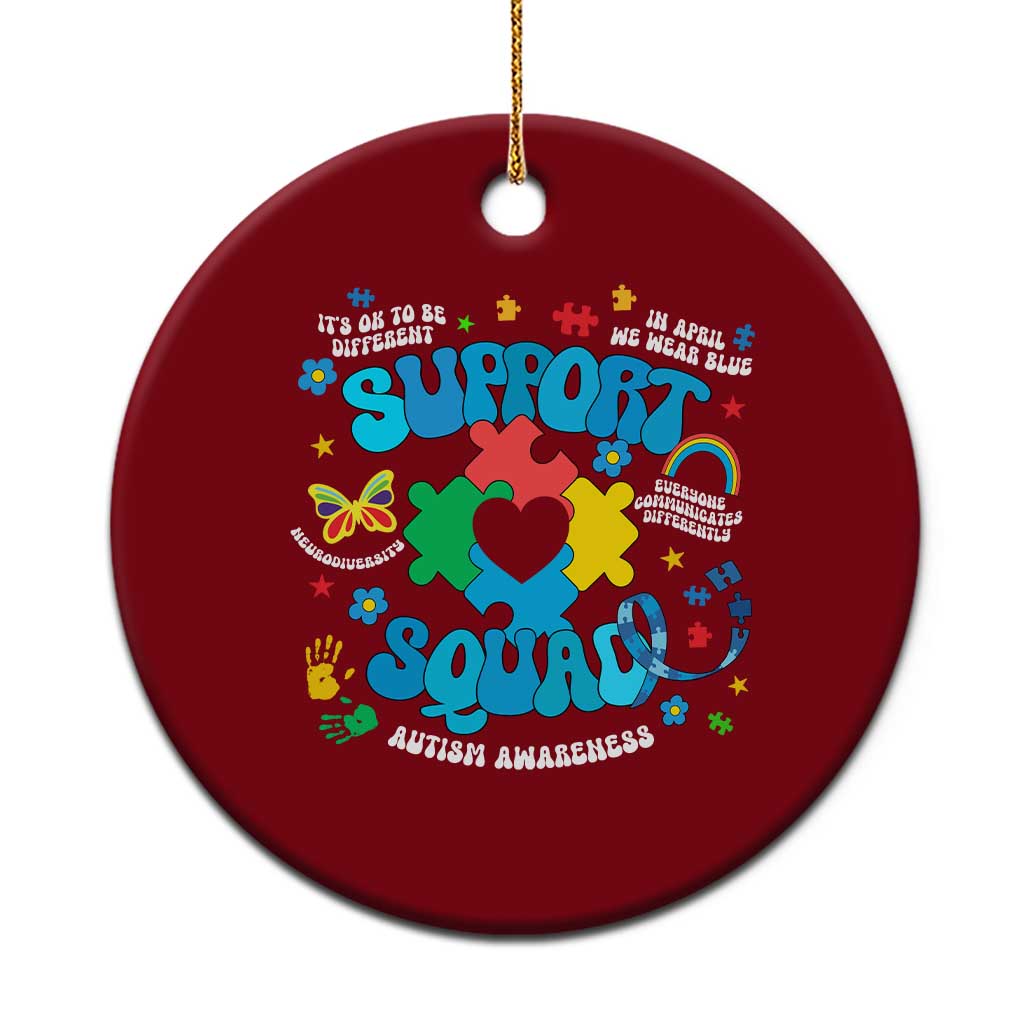 Autism Awareness Support Squad Ceramic Ornament In April We Wear Blue - Wonder Print Shop