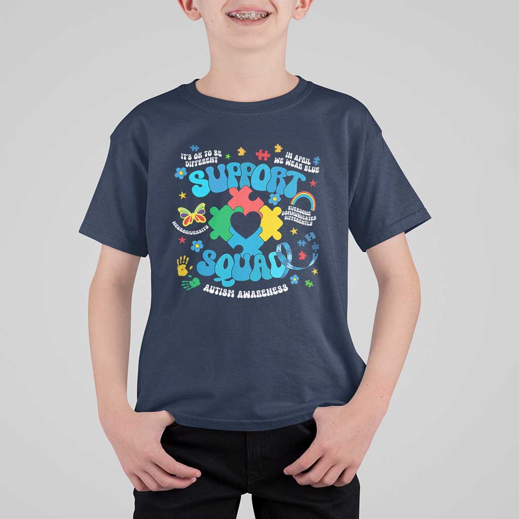 Autism Awareness Support Squad T Shirt For Kid In April We Wear Blue