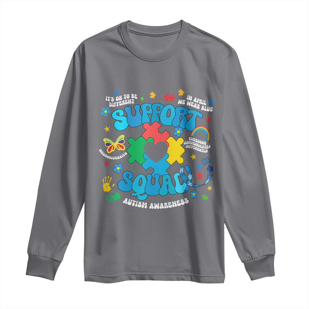 Autism Awareness Support Squad Long Sleeve Shirt In April We Wear Blue