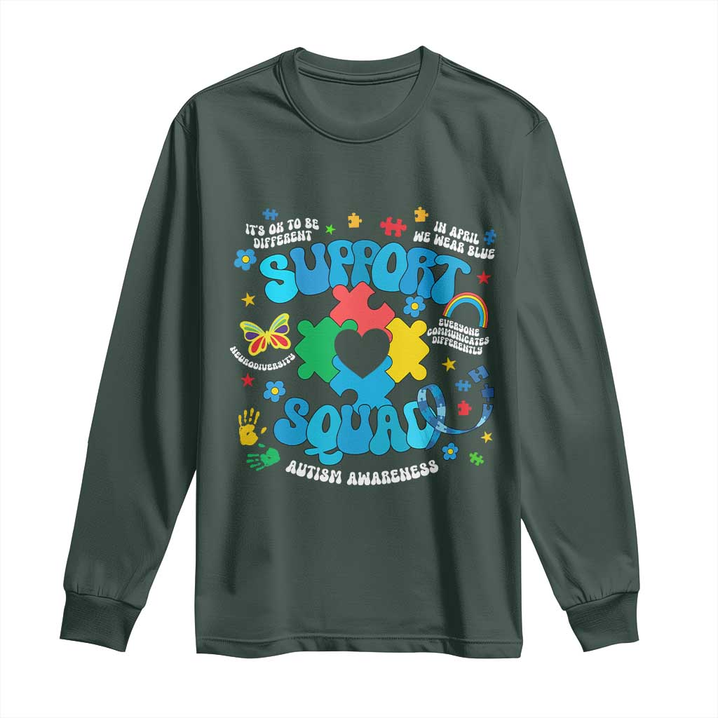 Autism Awareness Support Squad Long Sleeve Shirt In April We Wear Blue