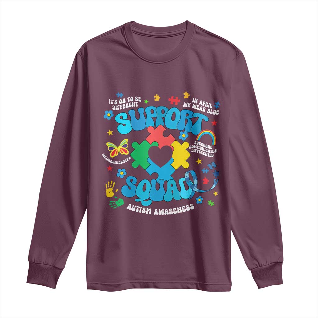 Autism Awareness Support Squad Long Sleeve Shirt In April We Wear Blue