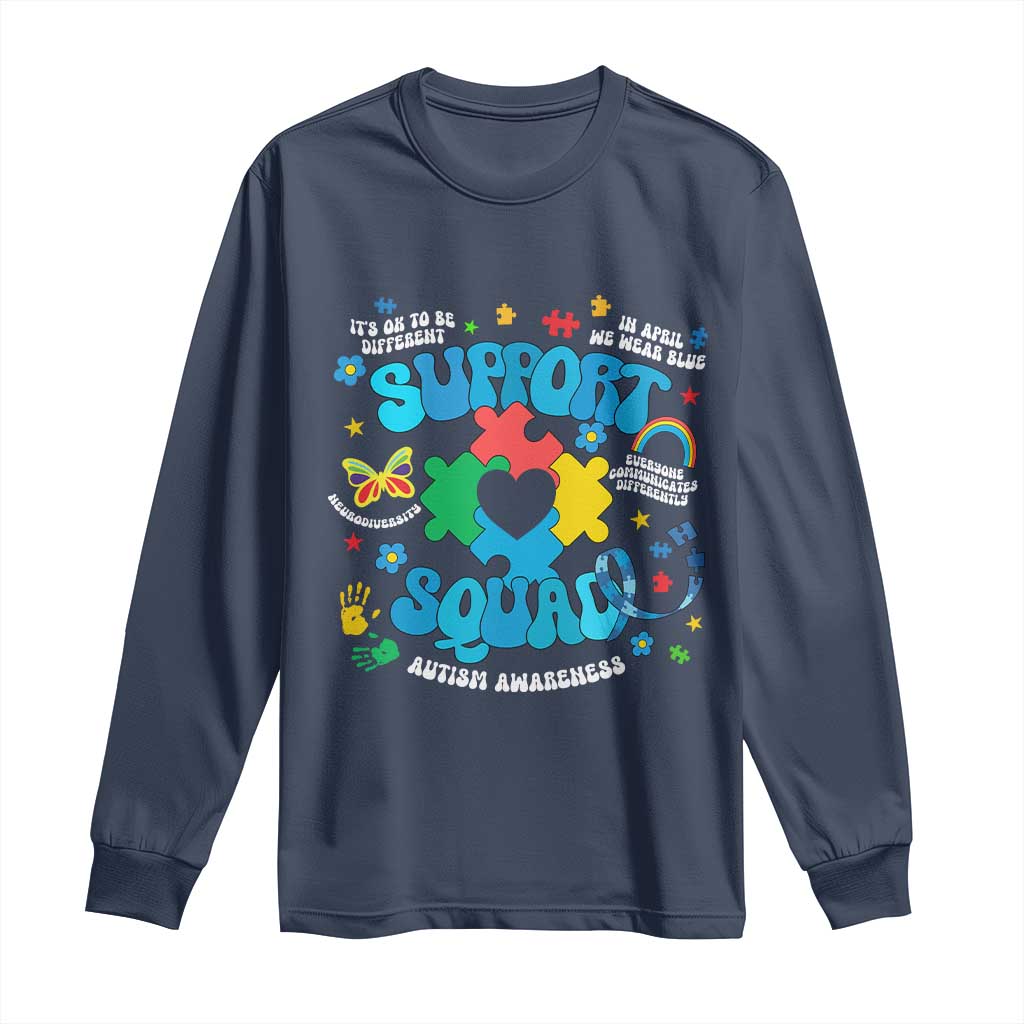 Autism Awareness Support Squad Long Sleeve Shirt In April We Wear Blue
