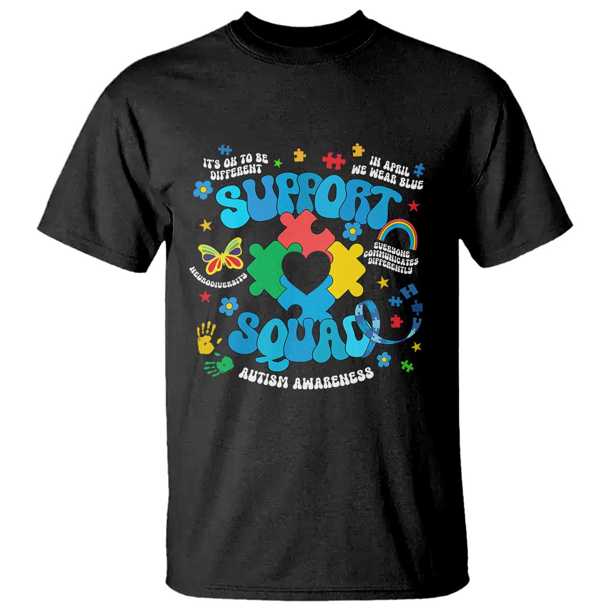 Autism Awareness Support Squad T Shirt In April We Wear Blue