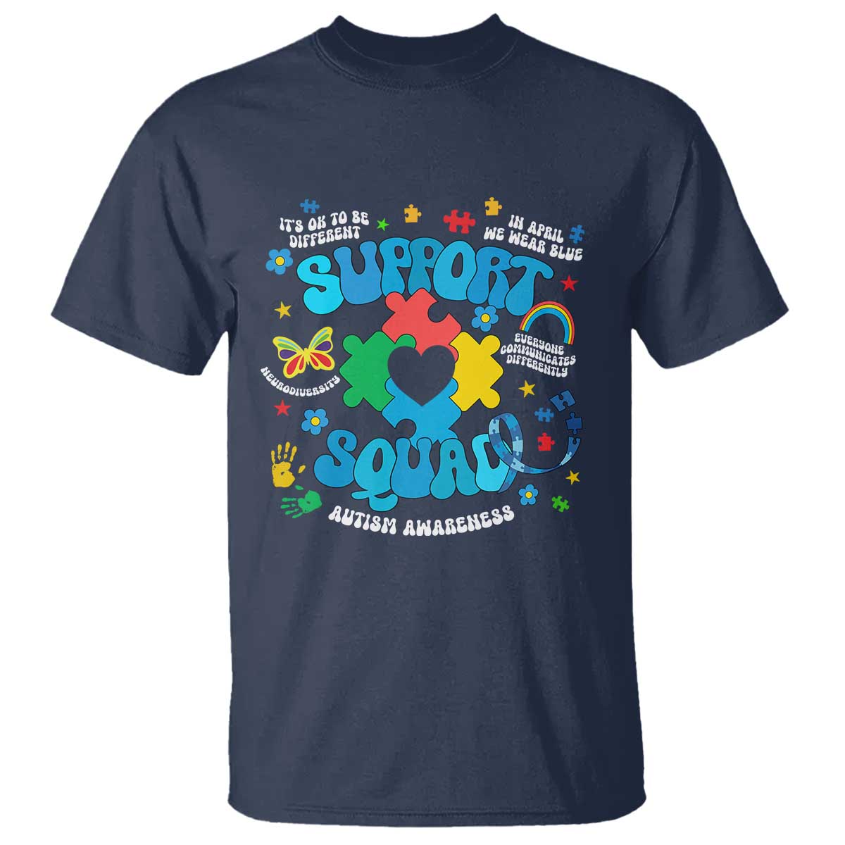 Autism Awareness Support Squad T Shirt In April We Wear Blue