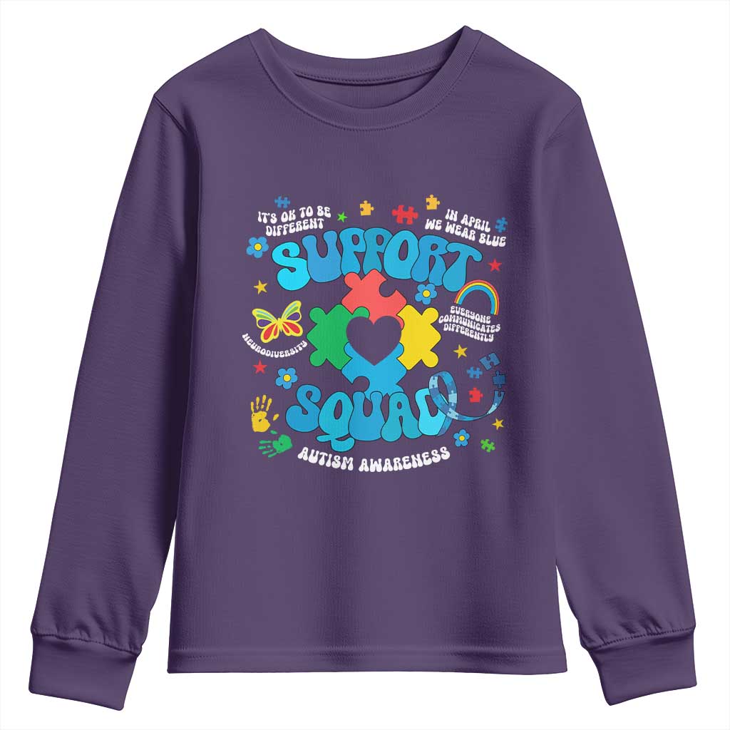 Autism Awareness Support Squad Youth Sweatshirt In April We Wear Blue